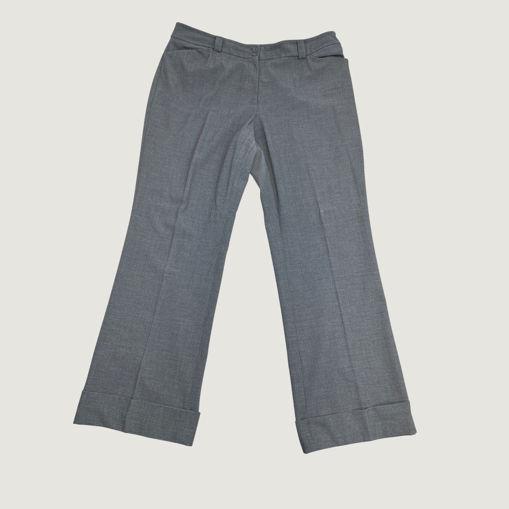 Lane Bryant Dress Pants 18 Tall Grey Straight Leg Cuffed Professional Trousers